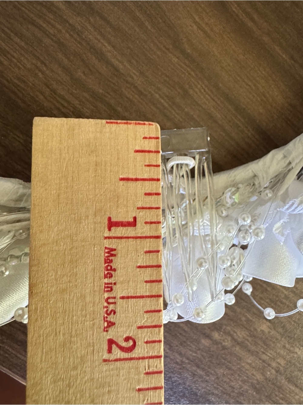 Vintage 80s 90s Bridal Veil Pearl Floral Halo Headpiece Two Tier Wedding 34.5” - Picture 12 of 14
